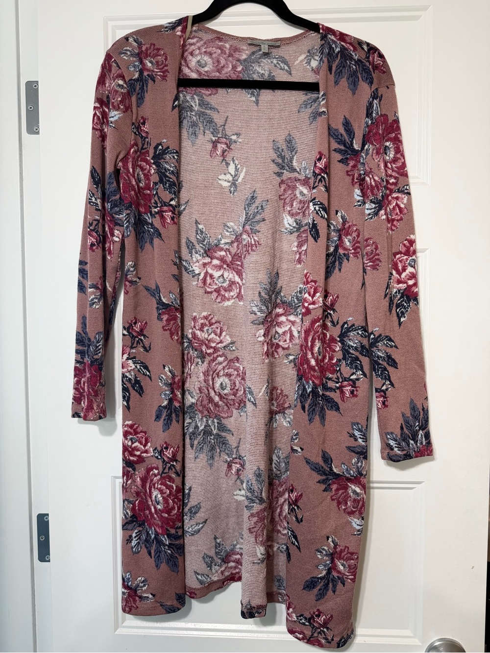 Charlotte Russe Mauve Floral Open-Front Cardigan